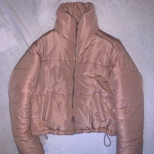 Pink cropped puffer jacket